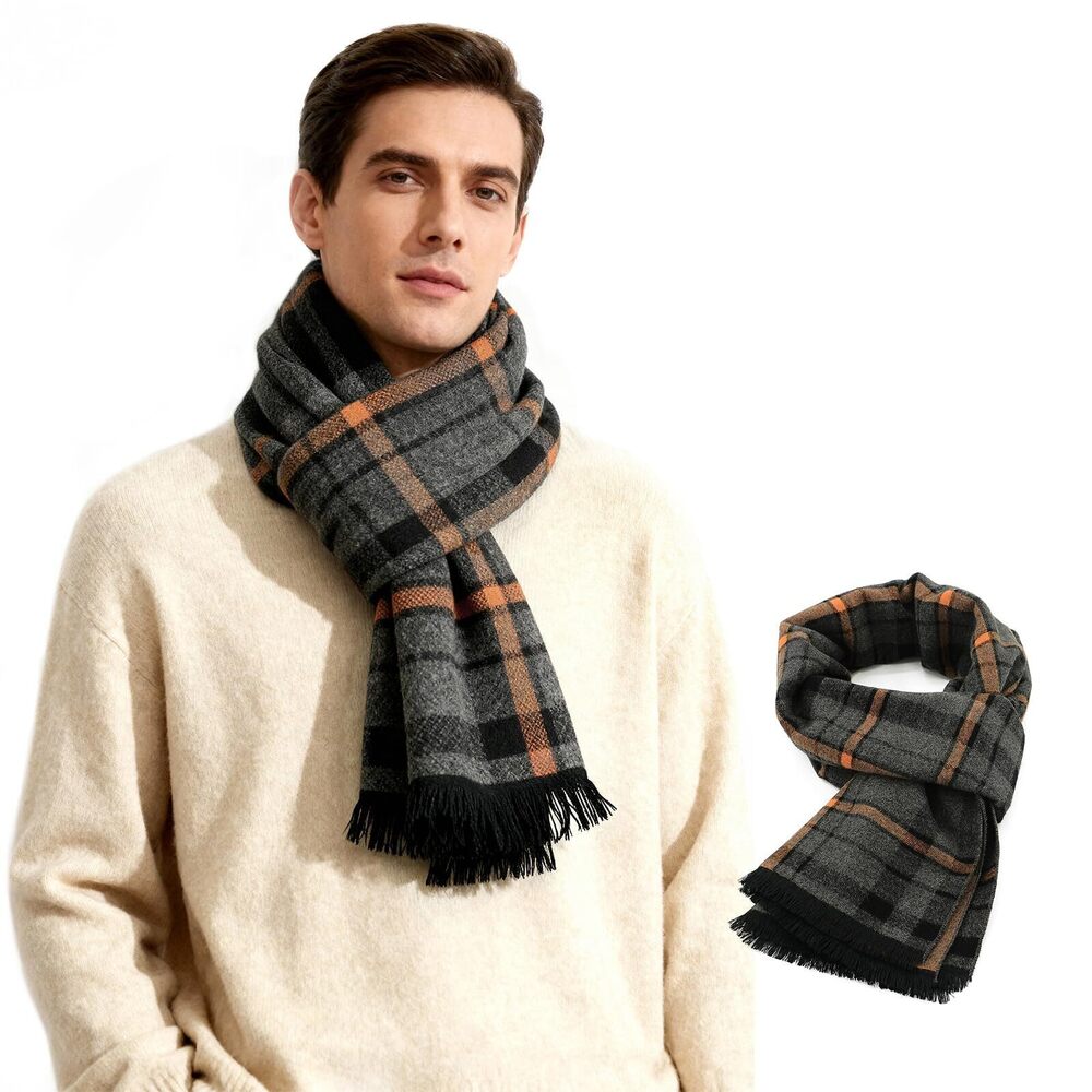 9607 Winter Scarf Classic Plaid Tassel Scarfs Long Thick Warm Scarf Soft
